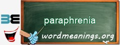 WordMeaning blackboard for paraphrenia